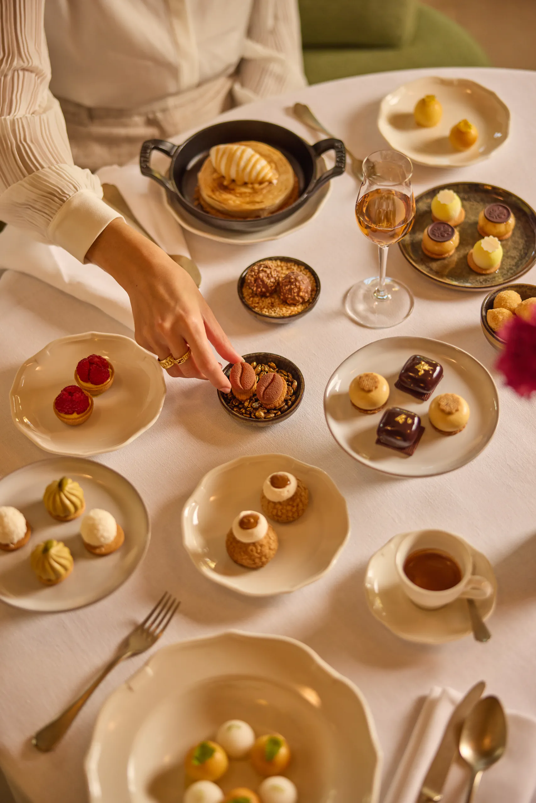 Selection of desserts and petits fours on a table - Collegio alla Querce, Florence, Italy